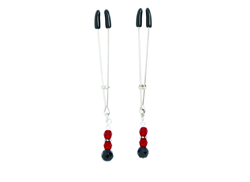 Tweezer Clamp beaded with red glass